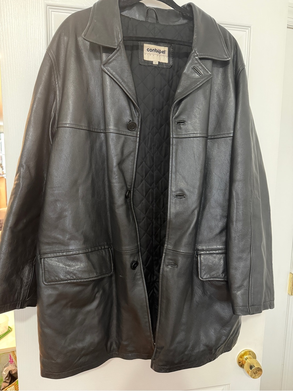 90s Vintage Italian Conbipel Oversized Leather Trench Coat
